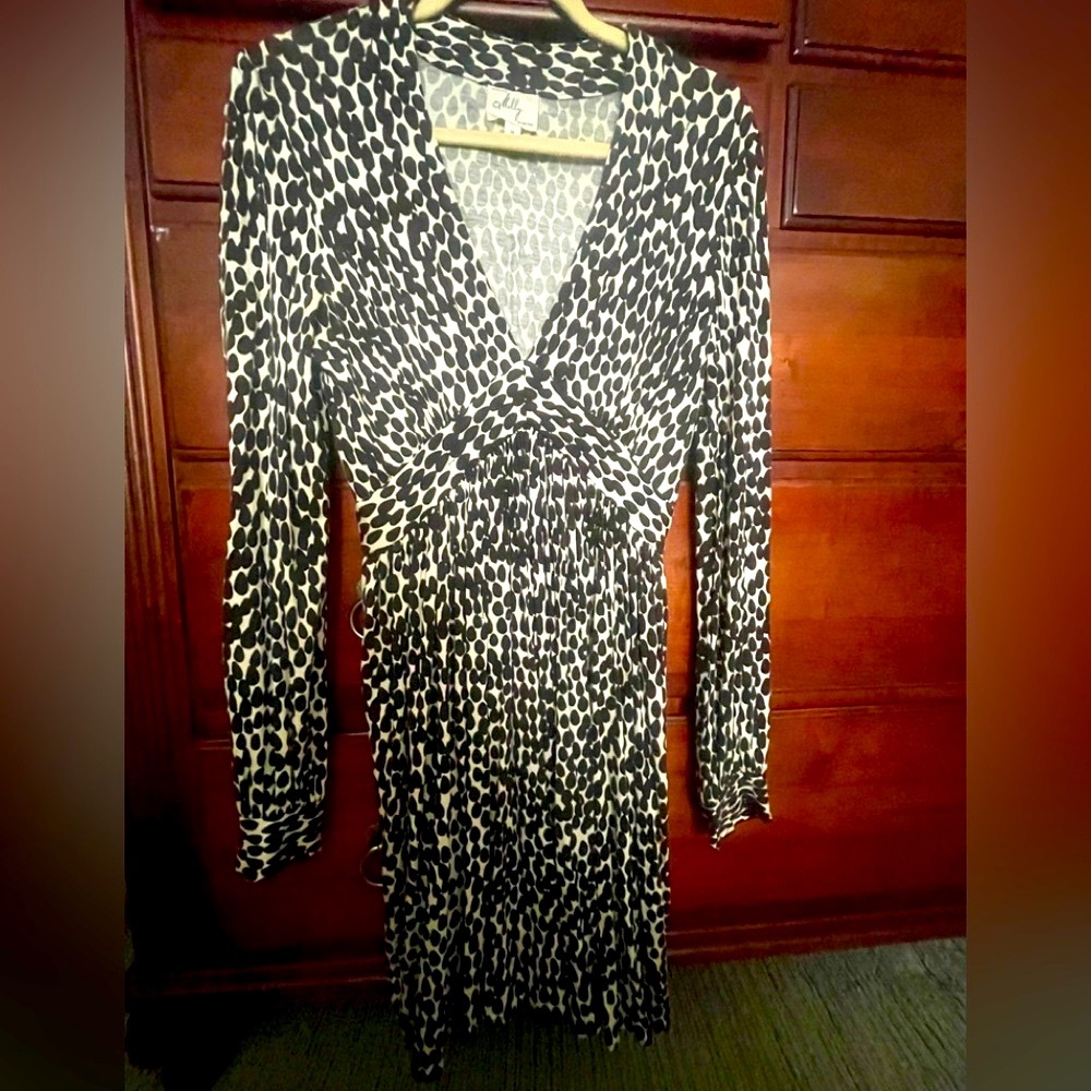 Milly Black and White Long Sleeve Dress